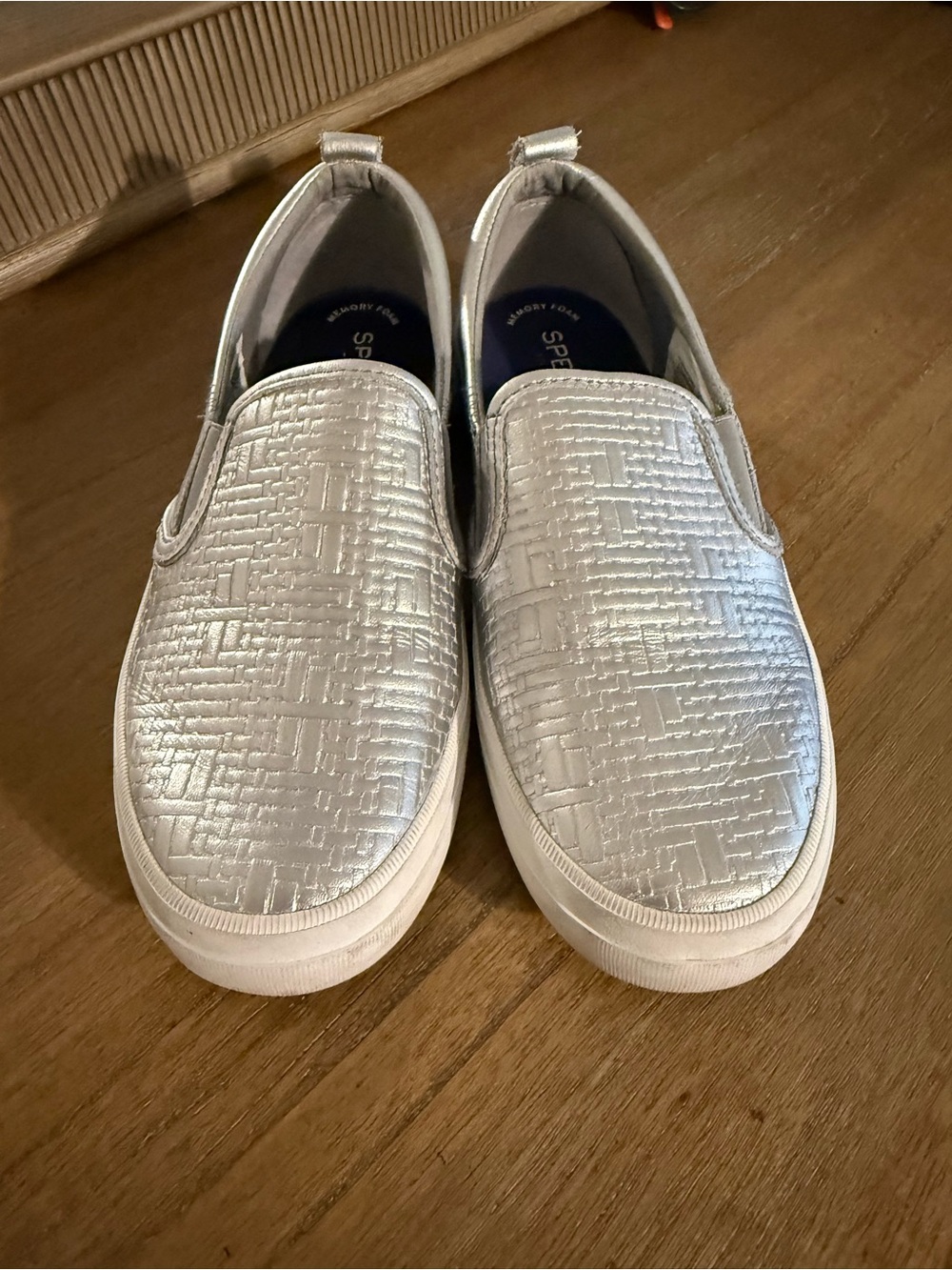 Sperry Silver Textured Slip-On Sneakers